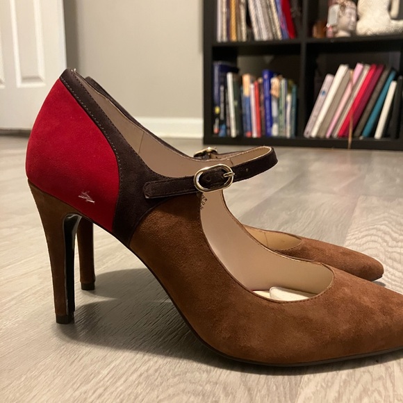 Nine West Brown and Red Mary Jane Heels - Picture 4 of 7
